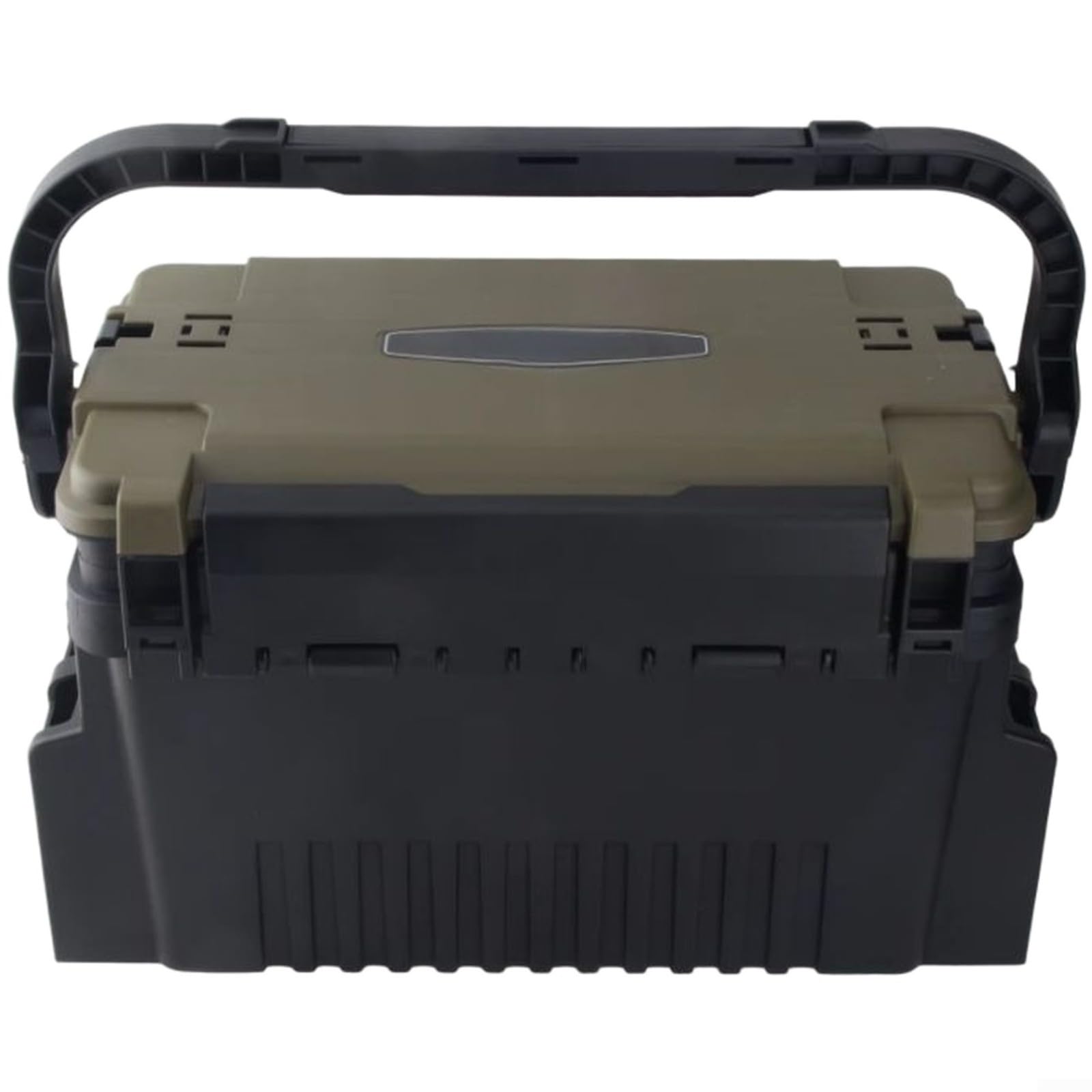 Grande scatola organizer per attrezzatura da pesca, con scomparti multistrato e divisori regolabili, portatile, in polietilene, per esche e accessori, tracolla (grande, grigio)