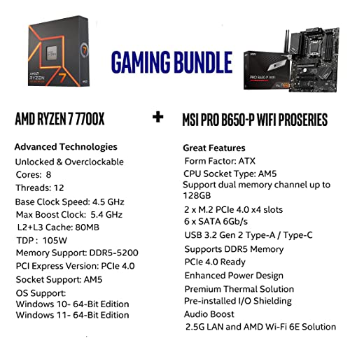 Micro Center Amd Ryzen 7 7700X 8-Core 16-Thread Am5 5.4 Ghz Unlocked Desktop Processor Bundle With Msi Pro B650-P Wifi Proseries Motherboard (Amd Am5, Atx, Ddr5, Pcie 4.0) #TOP1