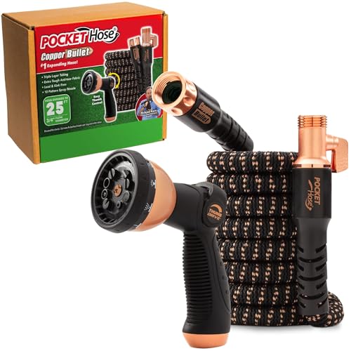 Pocket Hose 25 FT Copper Bullet Expandable Garden Hose...