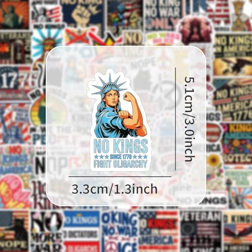 Image of 60PCS No Kings Stickers, Anti Kings USA Patriotic Stickers, Funny Anti Trxxp Decals, Waterproof Vinyl Political Stickers for Bumper, Laptop, Water Bottle, Car Window, Tumbler