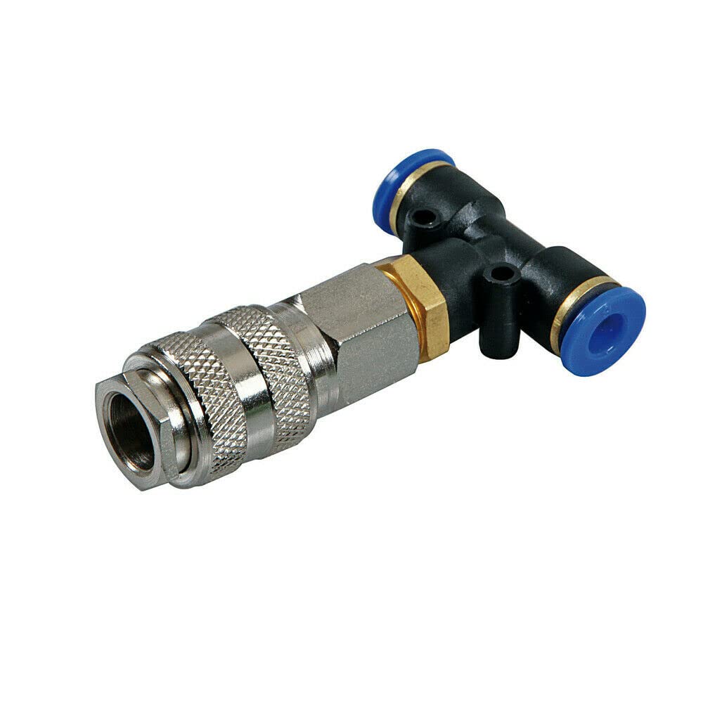 Shop4truckers Black T-Shaped Quick Air Connector 6Mm For Truck Cabin Lorry Truck Max 13 Bar/Kg/Cm²