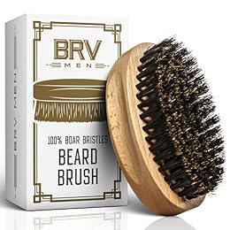 BRV MEN Beard Brush | Firm Boar Bristles | First-Cut Boar Hair Bristles | The Ideal Gift For Men (Beechwood)