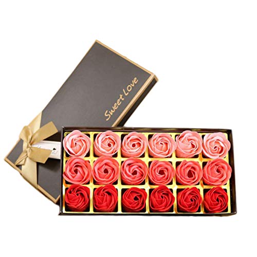 CENZICOM 18 pcs Floral Scented Bath Soap Rose Flower Petals (Red)