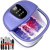 Foot Spa Bath Massager with Heat, Ag+ Bubbles & Red Light to [Relieve Foot Odor], Pedicure Foot Soak Tub with Detachable Massage Rollers for Feet Relax, Extra [10 in 1 Pedicure Kit], Green