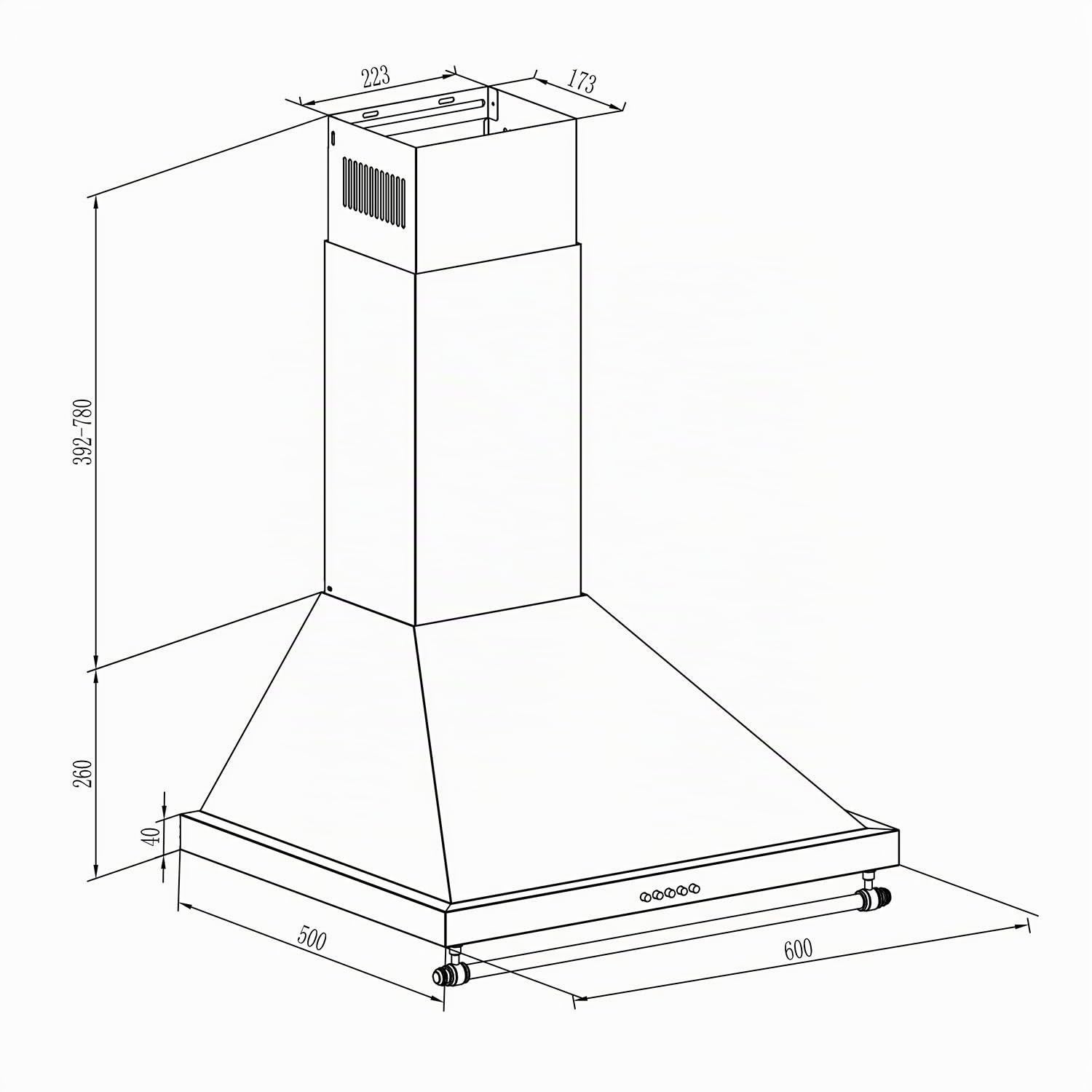 Klarstein Cappa da Cucina, Cappa Aspirante, Cappa a Parete, Set di Ricircolo, 3 Livelli di Potenza, 610m³/h, 60 cm, Filtro Antigrasso, 2 Filtri a Carbone, Nero