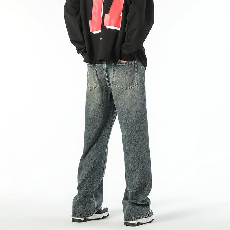 Men's Jeans Vintage American Loose Fit Straight Leg Denim Pants4