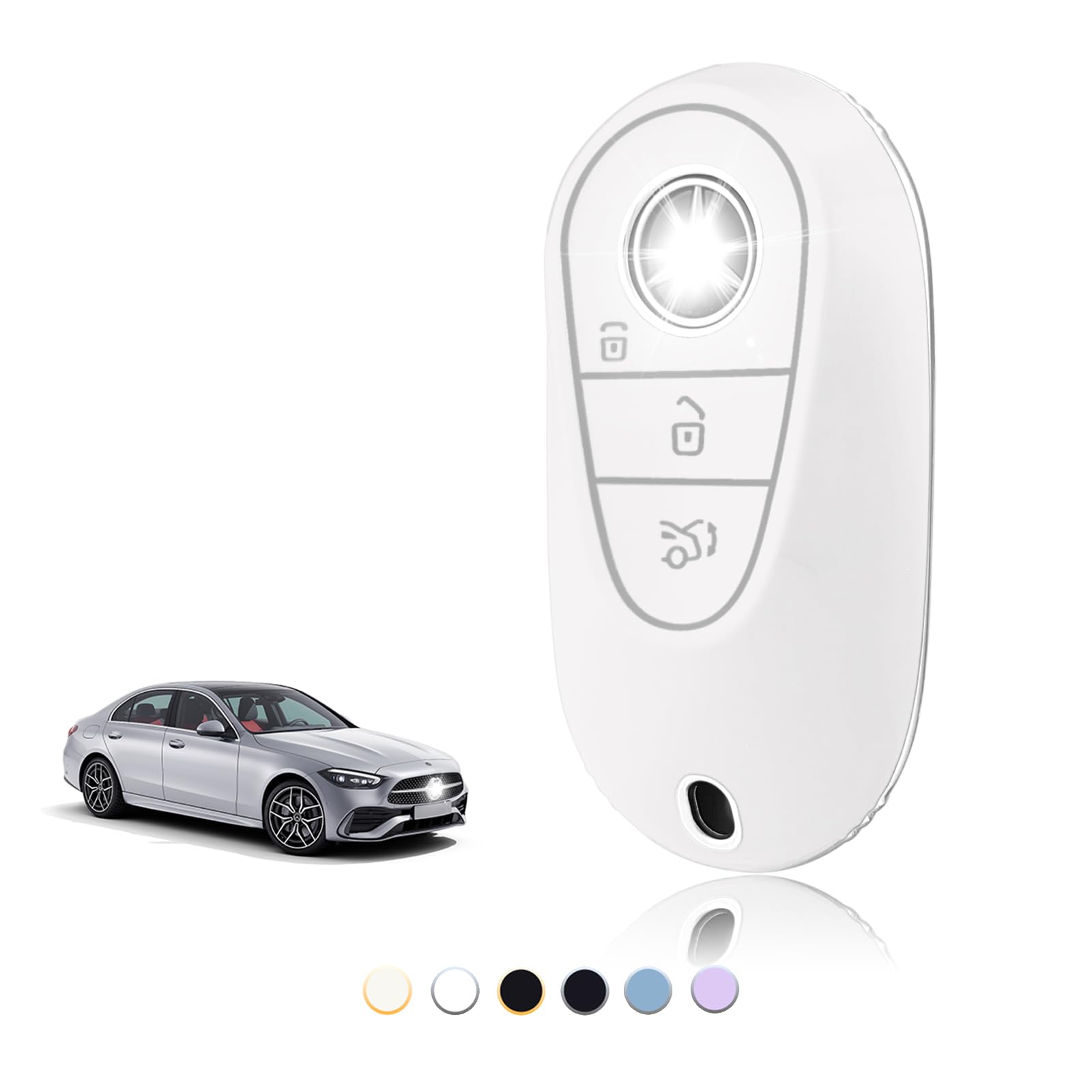 Teenpull Autoschlüssel Hülle Passt für Mercedes Benz 2020-2025 S G E-Klas C S GLC EQE EQS 300 350 450 500 560 580 AMG, Smart Autoschlüssel Mercedes Schlüssel Hülle Autozubehör (A-Rosa