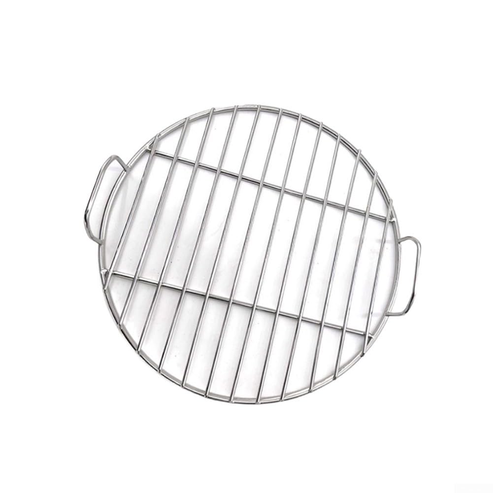 Parrilla redonda de acero inoxidable, parrilla antiadherente para barbacoa con clips, parrilla de cocina para reuniones familiares, cocina al aire libre (35 cm)
