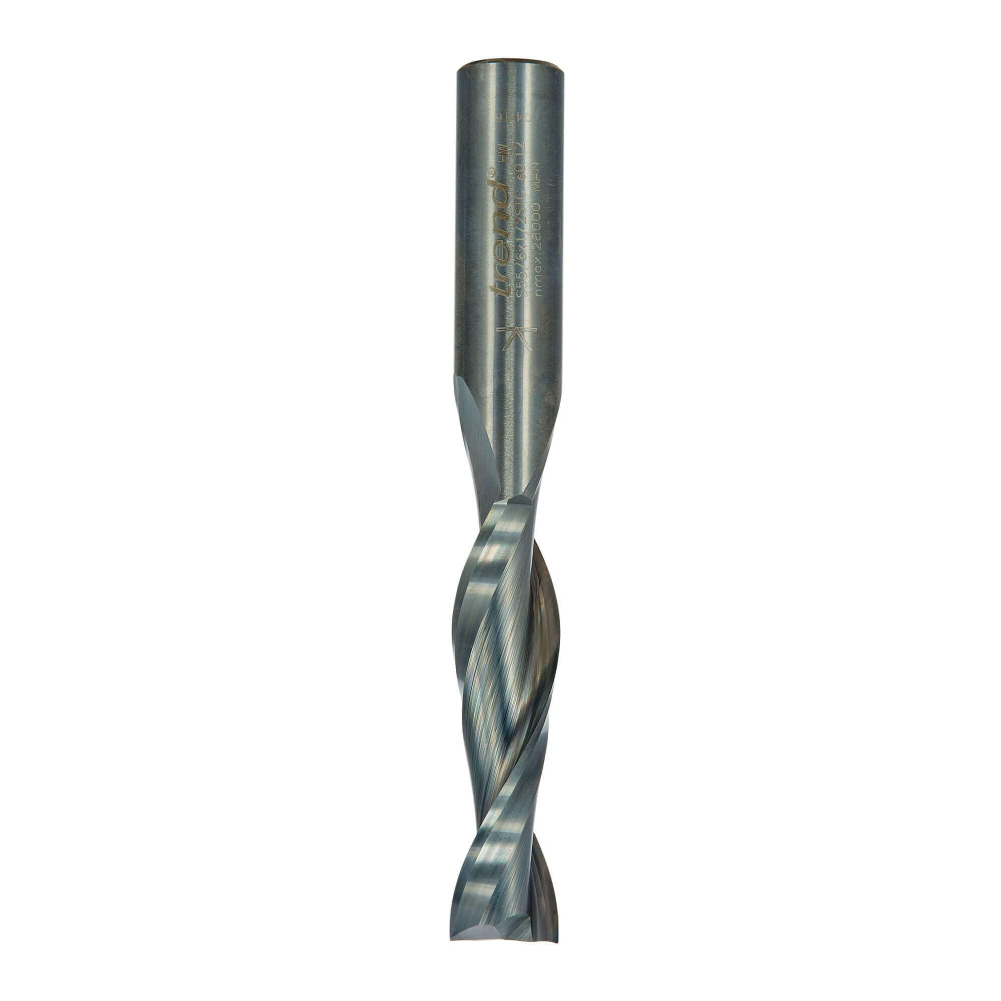 Trend fresa elicoidale up-cut 12,7 mm, gambo 1/2, taglio 50,8 mm | Per scanalature e incavi nel legno: fresa elicoidale up-cut Ø12,7 mm, 50,8 mm, carburo di tungsteno pieno S55/6X1/2STC