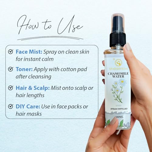 Image of Chamomile Floral Water 100ml | 100% Pure & Natural Skin Toner | Soothing Face Mist for Acne, Sunburn & Irritation | Alcohol-Free Hydrosol for Skin & Hair