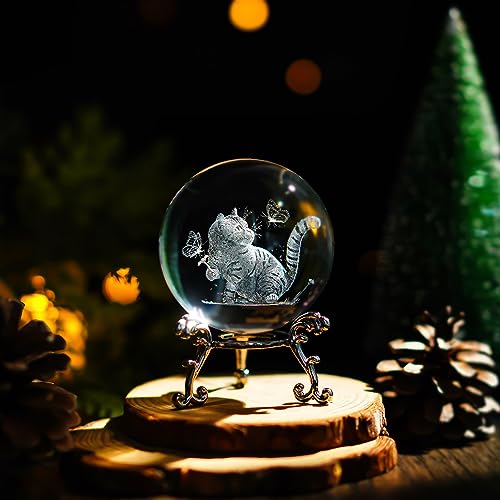 HD LIVING 3D-Katzen-Kristallkugel, Dekoration für Zuhause, Glas,...
