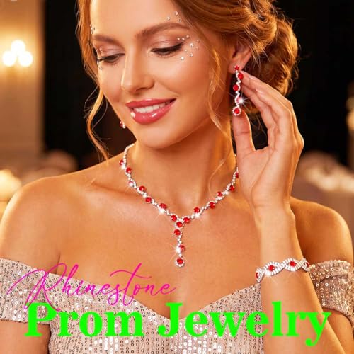 Image of Sixexey Rhinestone Earrings Sparkly Bracelet Earring Party Prom Earrings Jewelry for Women