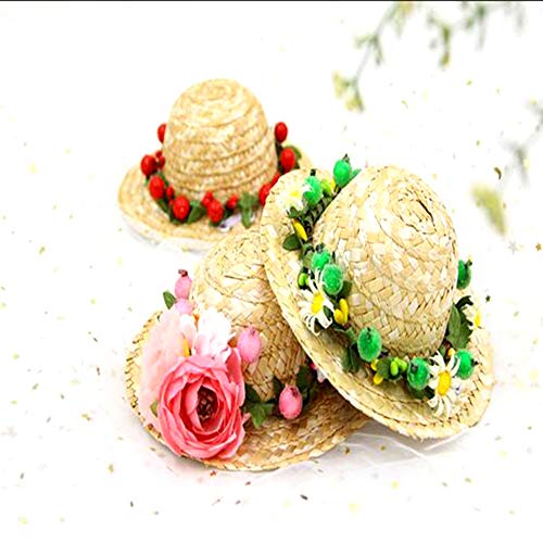 Nacoco Cat Hat Sunflower Straw Hat Handcrafted Rose Lovely Sun Cap Accessories For Small Dogs And Cats Photograph (M, Pink) #TOP3