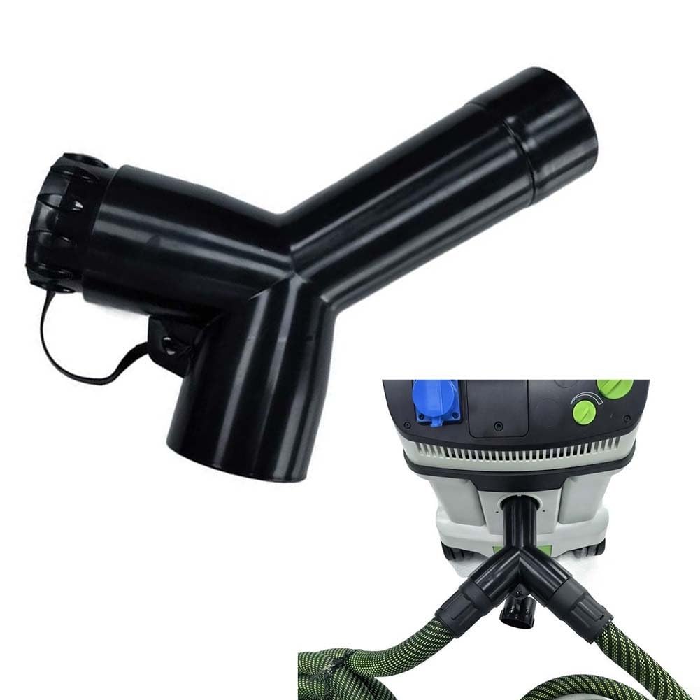 Antistatischer Y-Adapter mit Absperrventil für Festool und für flex Staubsauger, Verteiler zum Anschluss von zwei Schläuchen an einen Absauger, CT26 CT36 CT48, robustes