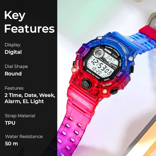 Image of SKMEI Kids Digital Sport Watch - Waterproof 50M, Alarm, Countdown Timer, Dual Time, LED Backlight - Durable & Lightweight Boys & Girls Watch - 2288