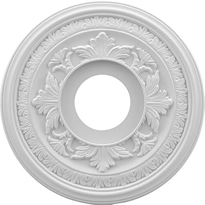 Ekena Millwork CMP13BA Baltimore Thermoformed PVC Ceiling Medallion (Fits Canopies up to 5 1/4"), 13"OD x 3 1/2"ID x 3/4"P