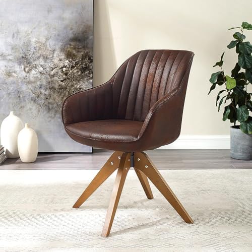 Art Leon Swivel Desk Chair for Home Office, Suede, Cocoa