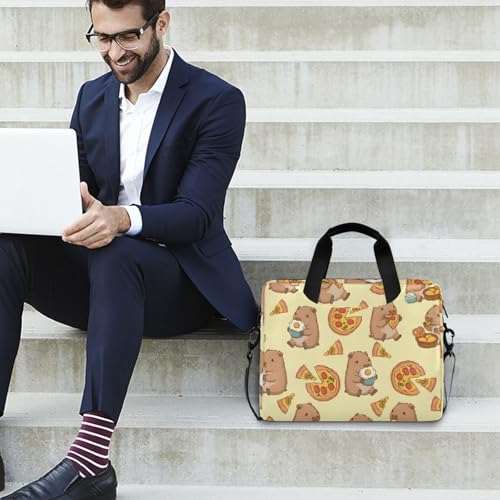 Bolso maletín para laptop con diseño Pizza Capybara miniatura 3