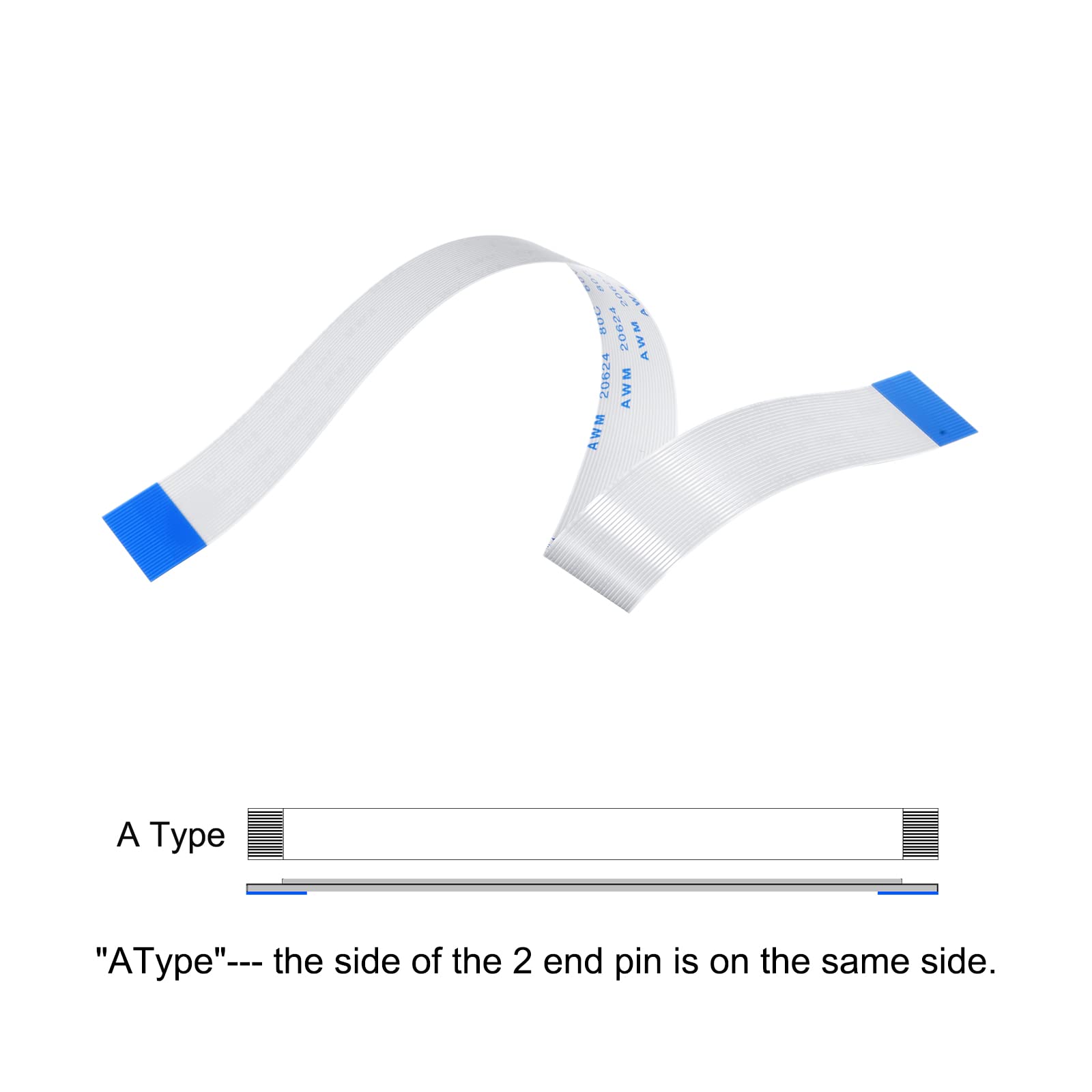 sourcing map Opakowanie 5 szt. FFC FPC kabel 24 pin 0,5 mm 200 mm (typ A) do drukarki LCD 3D aparat DVD