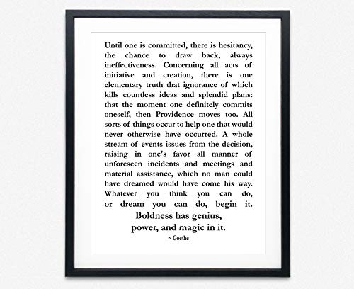 Citation de motivation Goethe pour décorer un bureau de créateur d'entreprise blanc