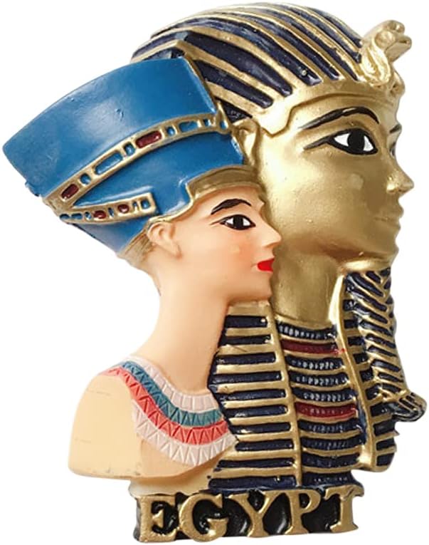 3D Egyptian Pharaoh and Queen Egypt Fridge Magnet, Egyptian Souvenir Gift, Home Kitchen Office Decoration Magnetic Sticker Craft