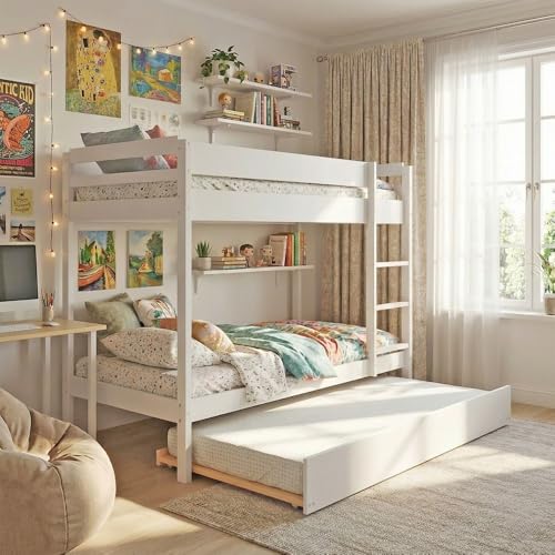 LIT SUPERPOSE Wally 90x190 + 2 SOMMIERS + 1 LIT TIROIR/Blanc