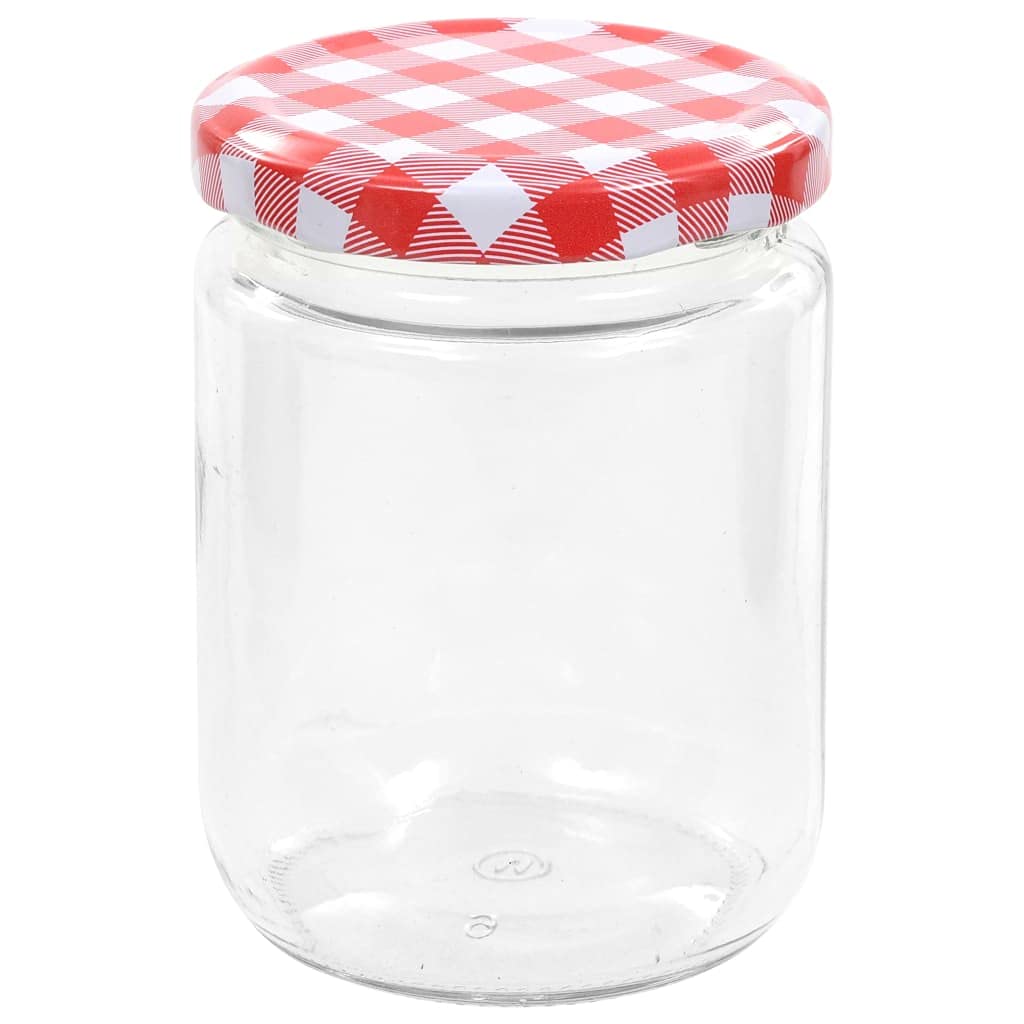 Vasetti per Marmellata in Vetro con Coperchio Bianco/Rosso, con Chiusura Ermetica e Ampia Apertura, Vasetti per Marmellata, Barattoli Vetro con Coperchio, 230 ml, 48 Pezzi