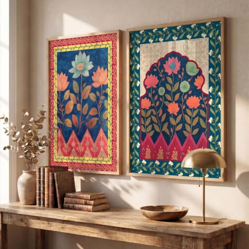 Image of Kotart Indian Art Traditional Floral Paintings for Living Room | Framed Wall Painting for Home Room Bedroom Office Wall Decor | Paintings Home Decoration | Poster With frames | Painting Decoration (Art 9, (35x37 Inch), Framed)