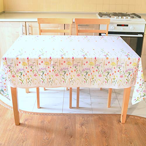 Finest Floral Coloring Rectangle Summer Kitchen Tablecloth Non-Iron Stain Resistant- Table Cover Kitchen Dining Room Spring Dinner Summer Kitchen Tablecloth Wedding Decorations Rectangle 60"X120" #TOP5