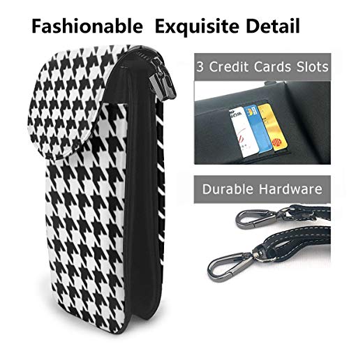 Women Men Girls Boys Black And White Houndstooth Small Crossbody Purse Cell Phone Pouch Mini Tote Shoulder Bag For Travel Work Shopping Walking Dating Outdoor3