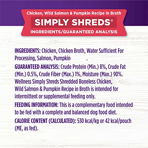 Wellness Bowl Boosters Simply Shreds Variety Pack Wet Dog Food Topper for Small, Medium, and Large Breeds, Grain Free, Natural, Chicken Recipes, 2.8 oz, Pack of 12 Pouches - image 8