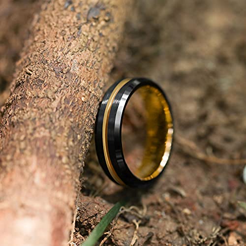 Greenpod Mens Tungsten Ring Wedding Band 6mm 8mm 10mm Engraved I Love You Thin Blue/Rose Gold/Black Centre Groove Comfort Fit Size 6-172