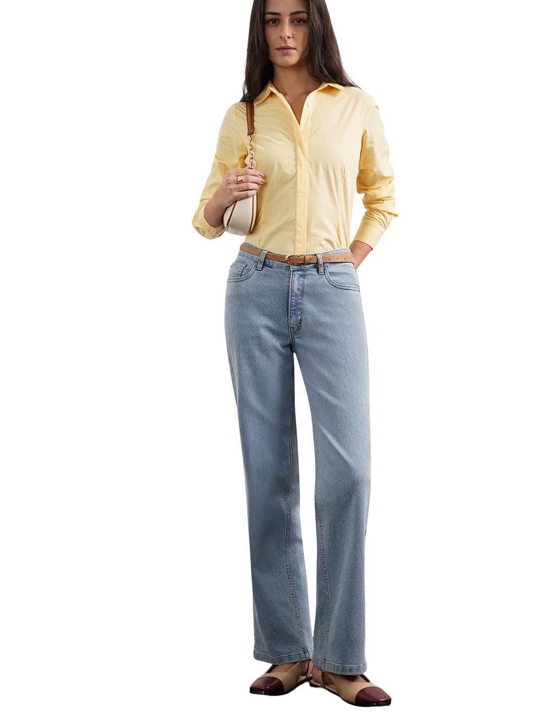 fablestreet Women Wide Leg Jeans Casual Wear | High Rise Relaxed Fit Button & Zip Closure Clean Hem Solid Design | Durable Denim Fabric for Street Wear & Daily Outings-picture-22