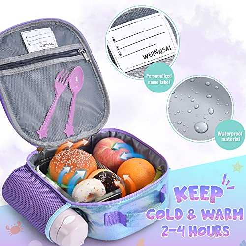 Wernnsai Mermaid Lunch Bag - 3D Insulated Lunch Box For Girls School Picnic Shopping Lunch Shiny Crossbody Waterproof Reusable Lunch Thermal Tote Handbag With Detachable Strap #TOP2