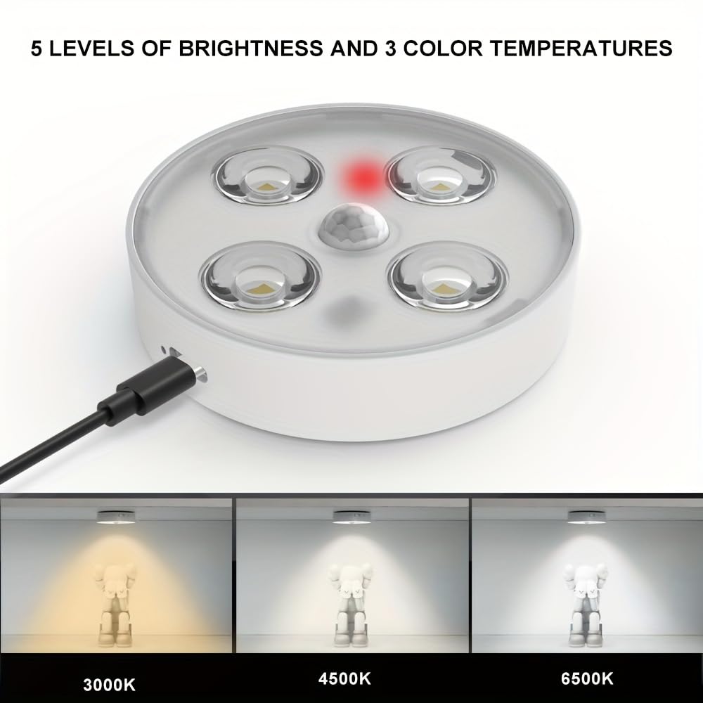 4-Pack Battery Operated Picture Light Magnetic Painting Light with 3 Color, Remote and Dimmable Timer Art Display Light for Picture Artworking Frame Portrait, Wireless Wall Decor Puck Lights