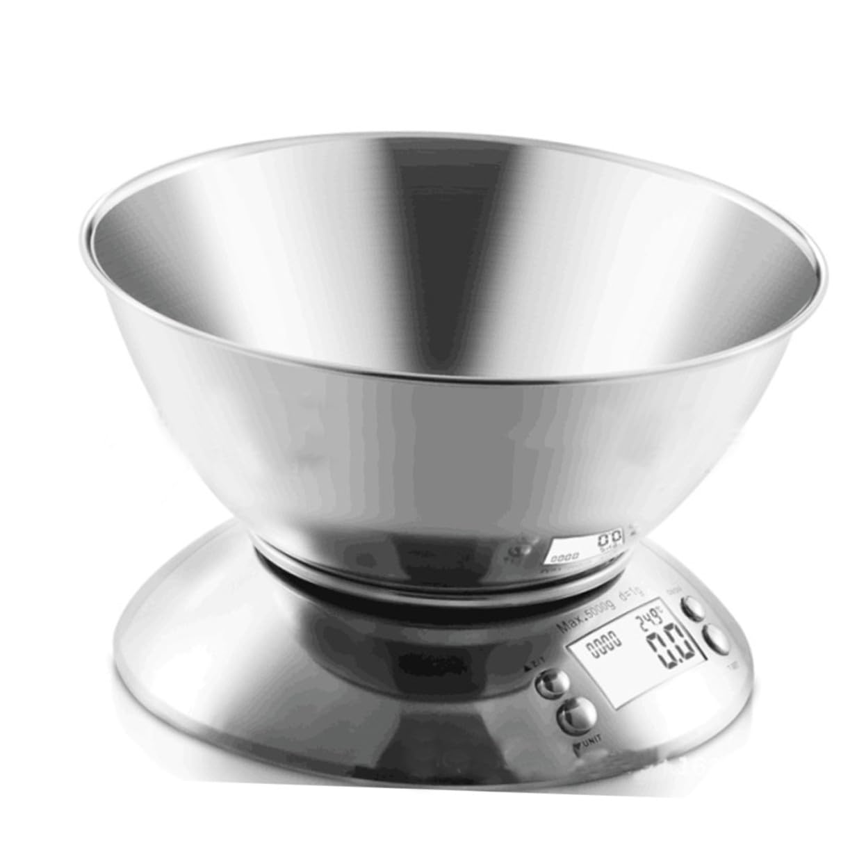 Digital Kitchen Scale Multifunction Food Scale with Removable Stainless Steel Bowl Tare Function Clock Temperature Display High Precision for Cooking and Baking