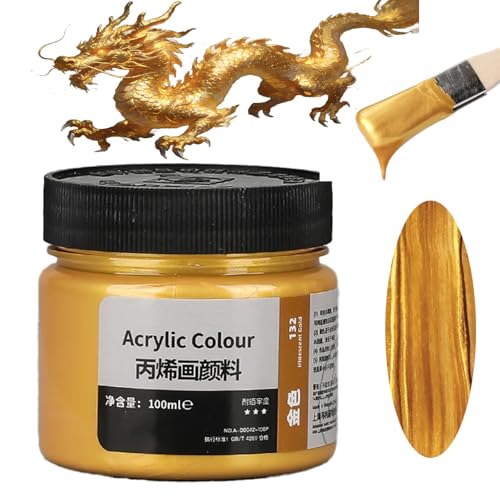 Nurila Acrylfarbe Gold Set,100ml Gold Acrylfarbe,Hochwertige Acrylfarbe Wasserfest Und Lichtecht, Schnell Trocknend Für Stoff, Möbel, Holz, Ton, Leinwand, Bastelbedarf R Kunst