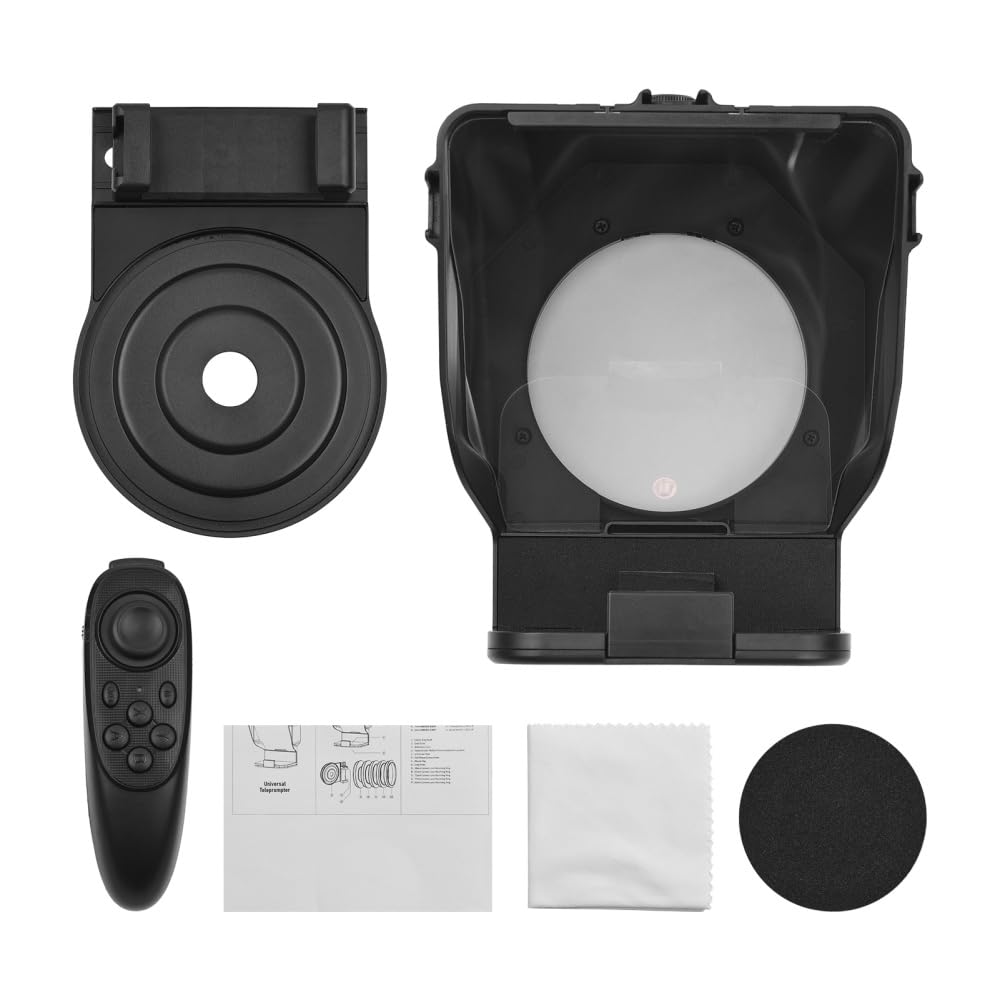 Tragbarer Smartphone Teleprompter Prompter mit Telefonhalter Adapter Fernbedienung für Videoaufnahmen Live Streaming Interview Präsentation Bühnensprache