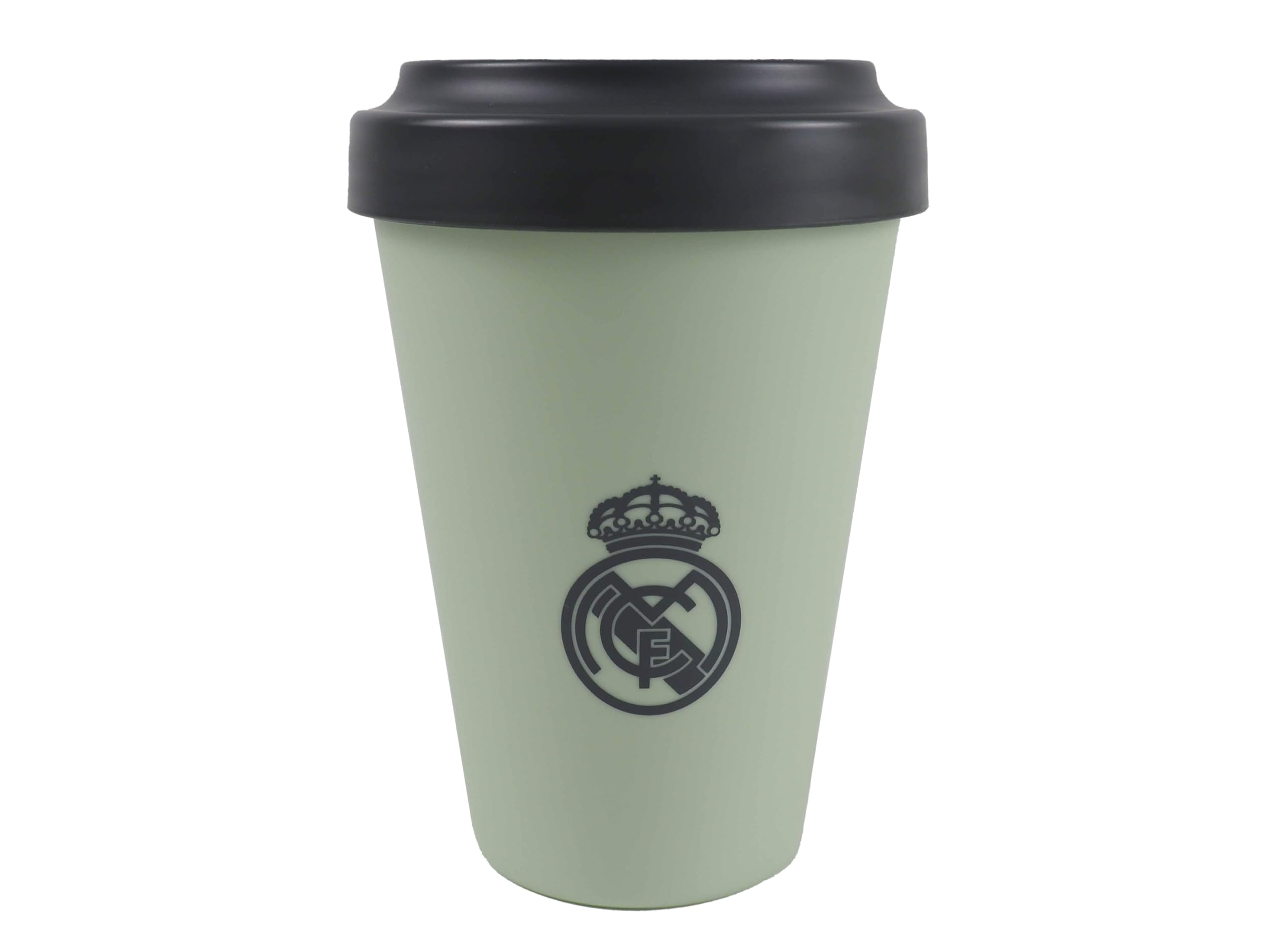 CYPBRANDS Real Madrid, Vaso, Vaso para llevar, Take Away, Vaso con Tapa, Color Verde, Producto Oficial