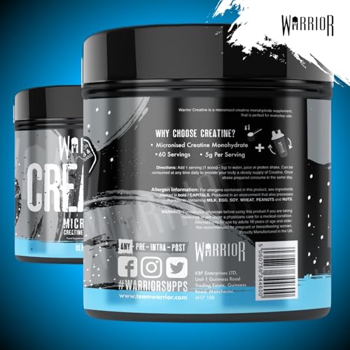 Warrior Creatine Monohydrate Powder – Micronised for Easy Mixing and Consumption – 100 Percent Pure Creatine – Proven to Improve Physical Performance and Recovery, 5 g Servings (Blue Razz, 300 g) - Image 6