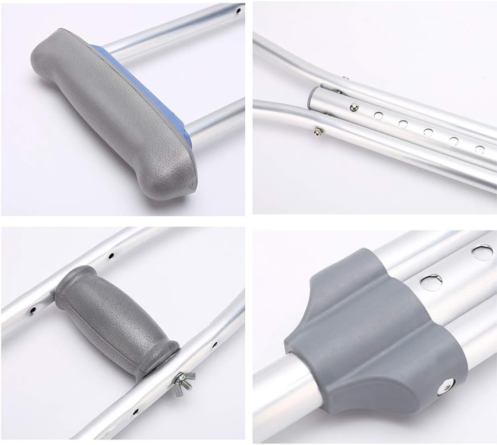 Walking Sticks Crutches for Adults, Push Button Adjustable Crutches, Aluminum Crutches with Pads, Tips and Hand Grip Accessories, Available Sizes M L, Grey, 1 Unit, L