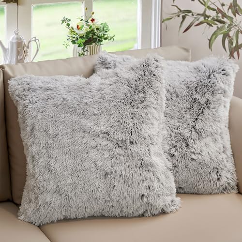 Cheer Collection Shaggy Faux Fur Pillows