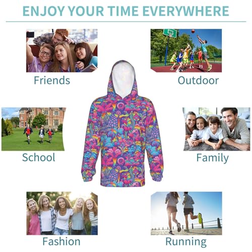 Vintage Psychedelic Flower Kid Hoodies Boys Sweatshirts Girls Pullover with Pocket 6