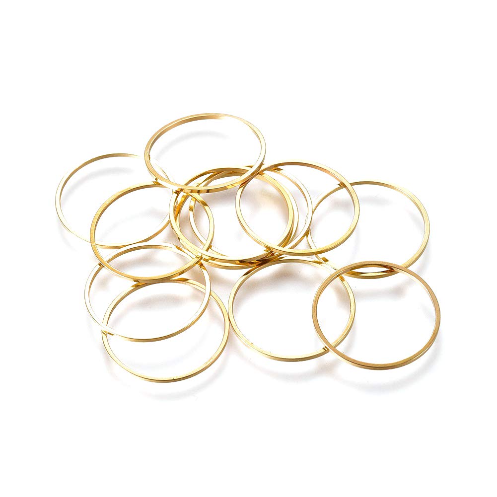 Craftdady 50Pcs Brass Open Bezel Charm Connectors 20mm Circle Charm Links Earrings Jewellery Findings (Golden)