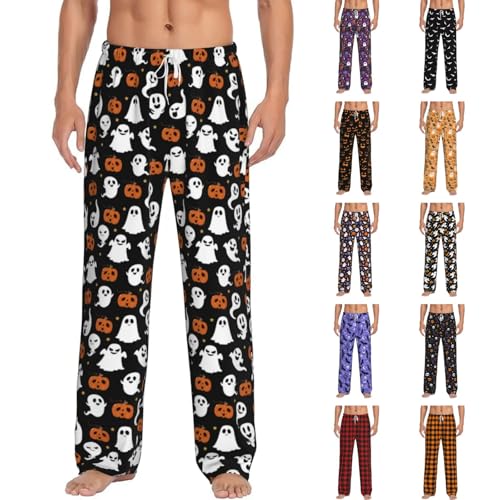 Disfraz De para Mujeres Halloween Pj Pants Women Halloween Pajama Pants Women Men Couples Soft Comfy Funny Lounge Pajamas Bottoms Unisex Cute Pjs Sleepwear with Pockets A-Black Medium
