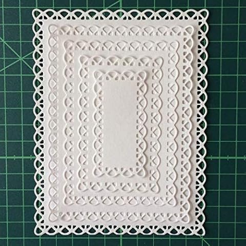 DIY Scrapbooking Artist Nested Stitched Scallop Rectangle Frame Cutting Dies, Letmefun Metal Cutting Dies Stencils DIY Etched Dies Craft Paper Card Making Scrapbooking Embossing 10.7X13.9 cm Cover