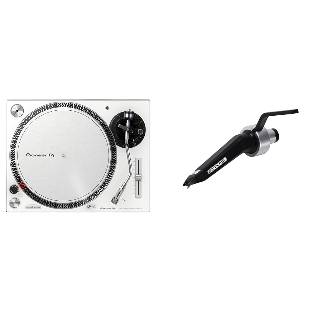 Pioneer DJ PLX-500-W DJ-Plattenspieler mit Direktantrieb, Weiß & Reloop Concorde Black – Sphärisch geschliffenes Tonabnehmersystem mit robuster Konstruktion