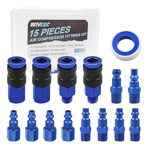 WNCGC 15 Pieces Air Compressor Hose Fitting Kit, 1/4' Universal...