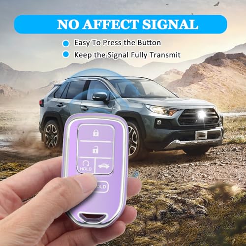 Image of MILD EAST for Honda Key Fob Cover with Keychain 5 Buttons(Purple)