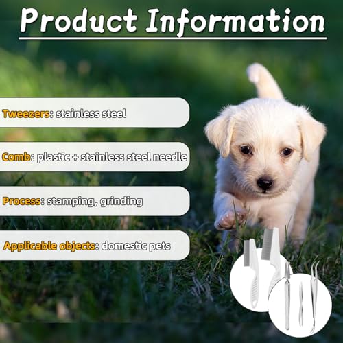 Kit de 6 ferramentas de remoção de carrapatos para animais de estimação, 3 pinças de carrapato de aç